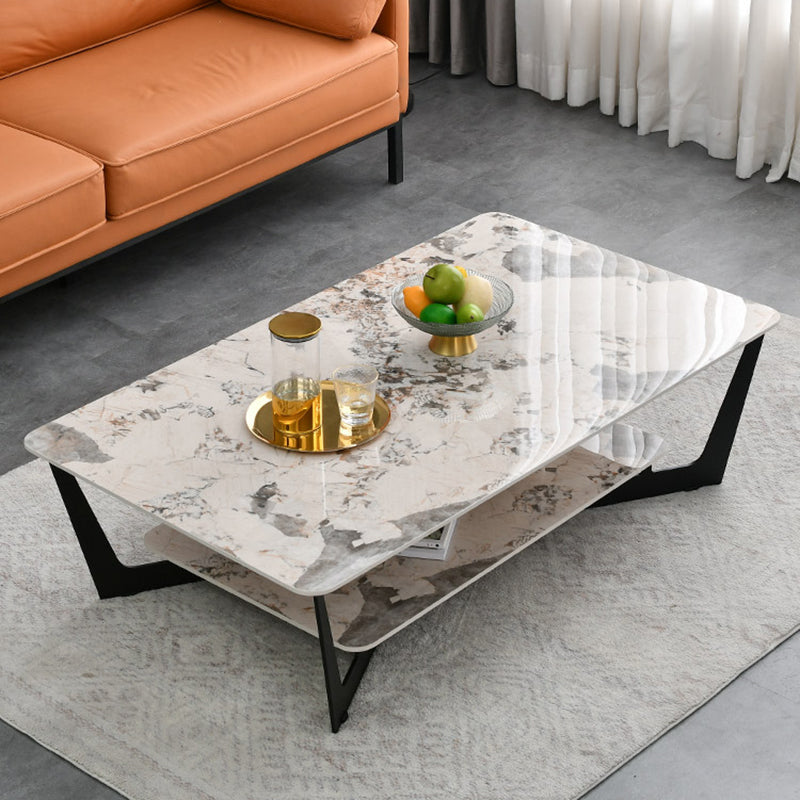 Slate Cross Legs Coffee Table Rectangular Modern Minimalist Coffee Table
