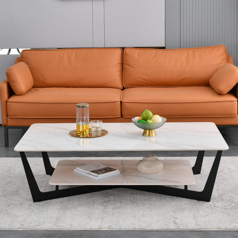 Slate Cross Legs Coffee Table Rectangular Modern Minimalist Coffee Table