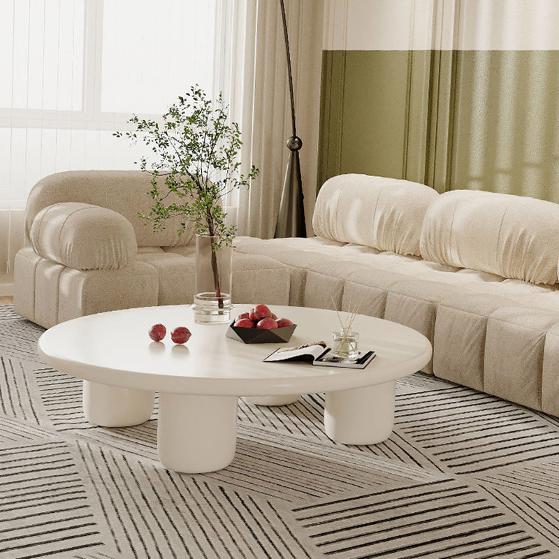 Solid Wood 4 Legs Coffee Table Round Modern Minimalist Coffee Table