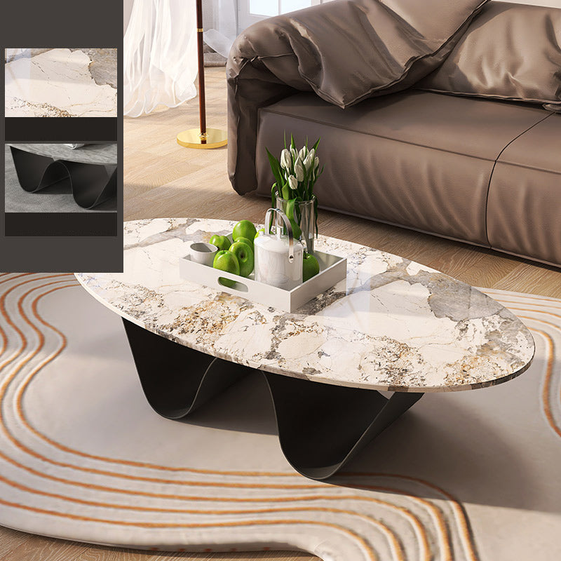 1 Slate Coffee Table Oval Modern Minimalist Coffee Table for Living Room