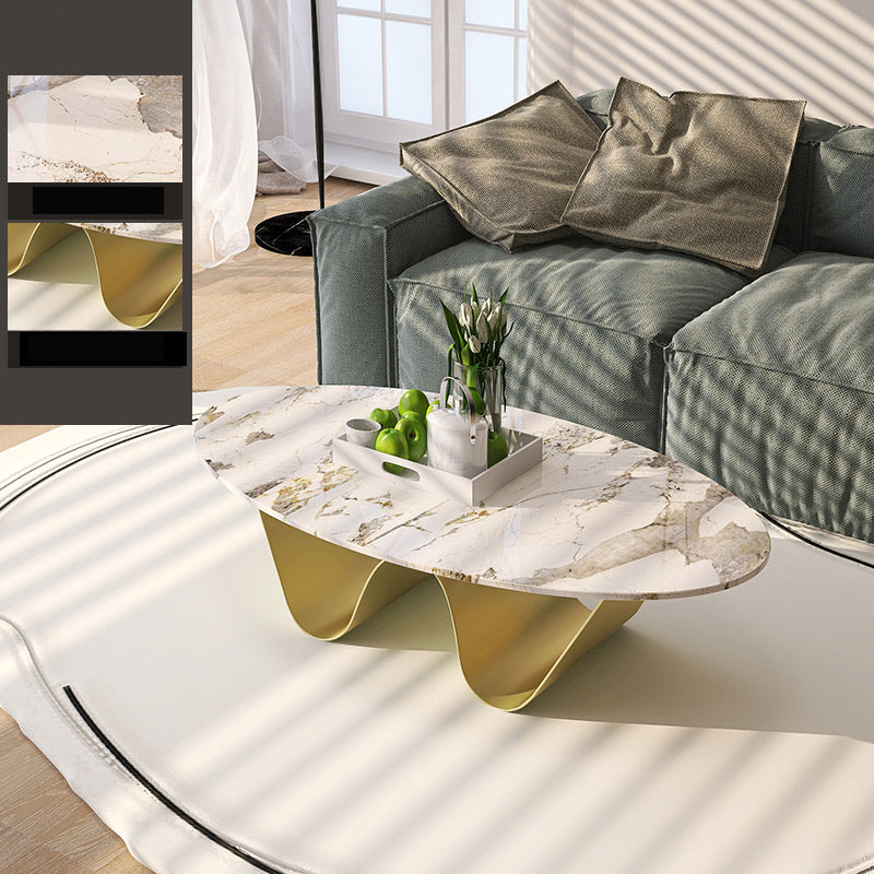 1 Slate Coffee Table Oval Modern Minimalist Coffee Table for Living Room