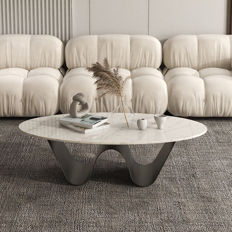 1 Slate Coffee Table Oval Modern Minimalist Coffee Table for Living Room