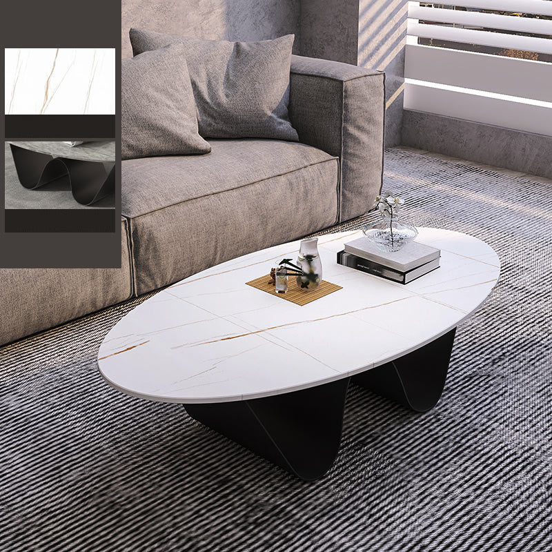 1 Slate Coffee Table Oval Modern Minimalist Coffee Table for Living Room