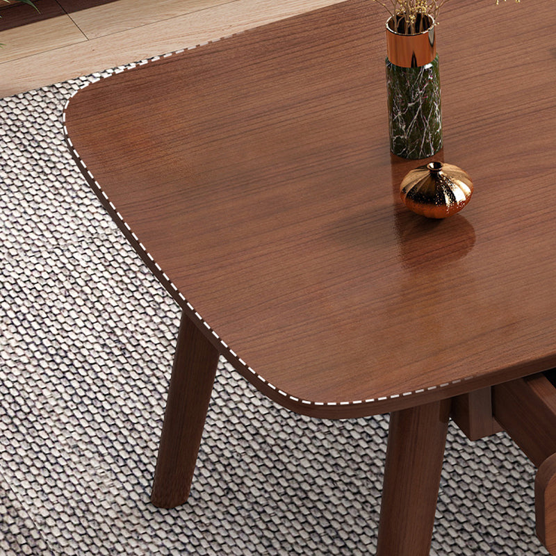 Solid Wood 4 Legs Coffee Table Rectangular Coffee Table with Storage