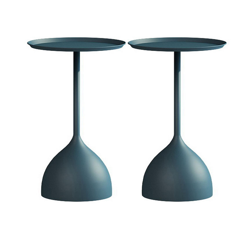 21" Tall Mid-Century Metal Round Tray Top Side Table Pedestal End Table