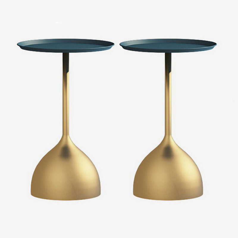 21" Tall Mid-Century Metal Round Tray Top Side Table Pedestal End Table