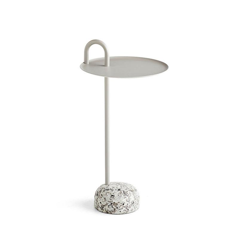 Round Metal Table and Stone Pedestal Base Base Medieval Modern Style Side Table
