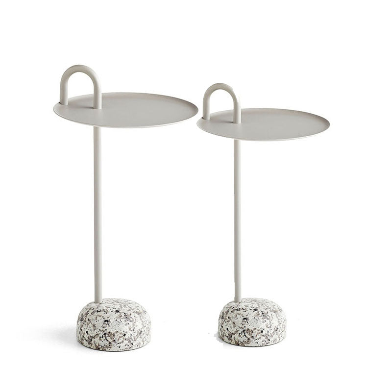 Round Metal Table and Stone Pedestal Base Base Medieval Modern Style Side Table