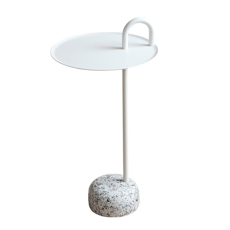 Round Metal Table and Stone Pedestal Base Base Medieval Modern Style Side Table