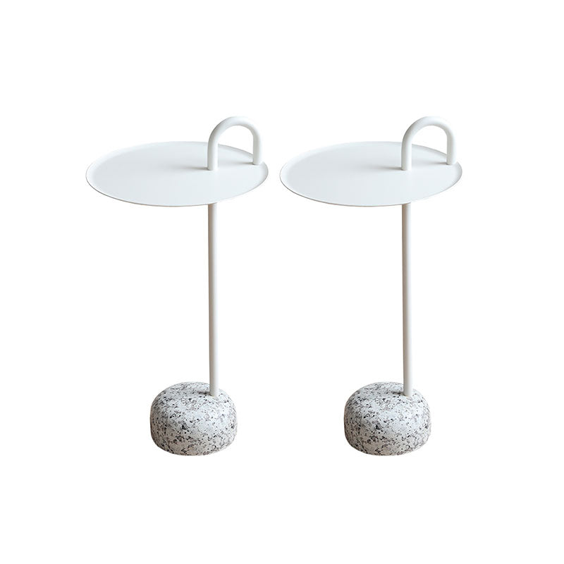 Round Metal Table and Stone Pedestal Base Base Medieval Modern Style Side Table