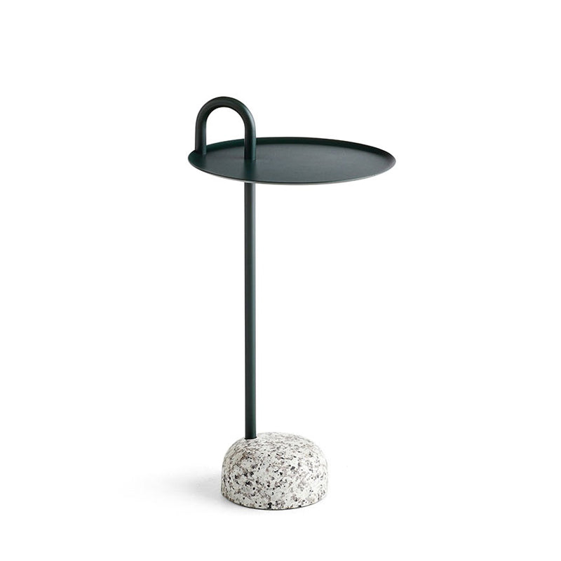 Round Metal Table and Stone Pedestal Base Base Medieval Modern Style Side Table