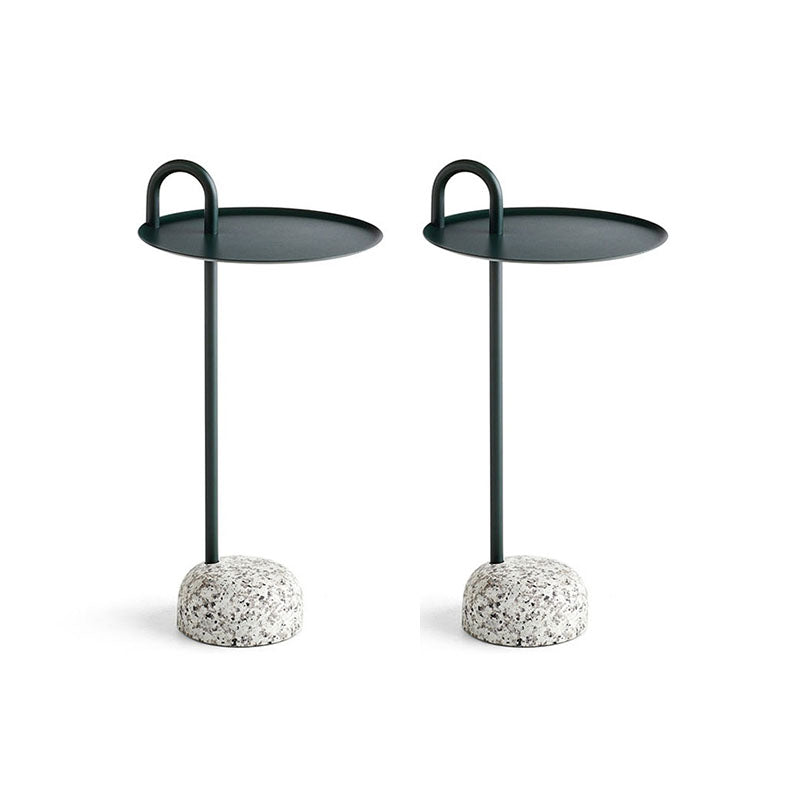 Round Metal Table and Stone Pedestal Base Base Medieval Modern Style Side Table