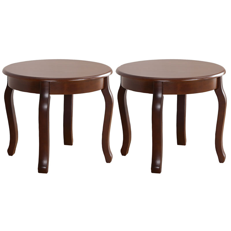 Traditional Wood Round Top Side Table 26.3" Tall 4 Legs End Table