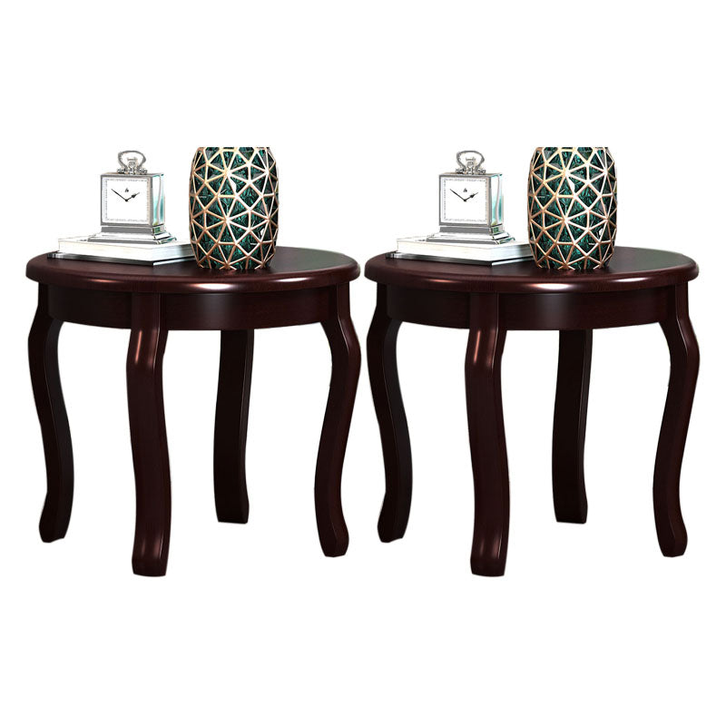 Traditional Wood Round Top Side Table 26.3" Tall 4 Legs End Table