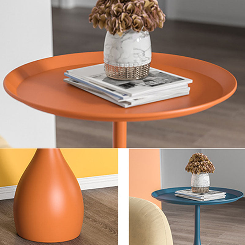 Round Metal Table with Pedestal Base Medieval Modern Style Side Table