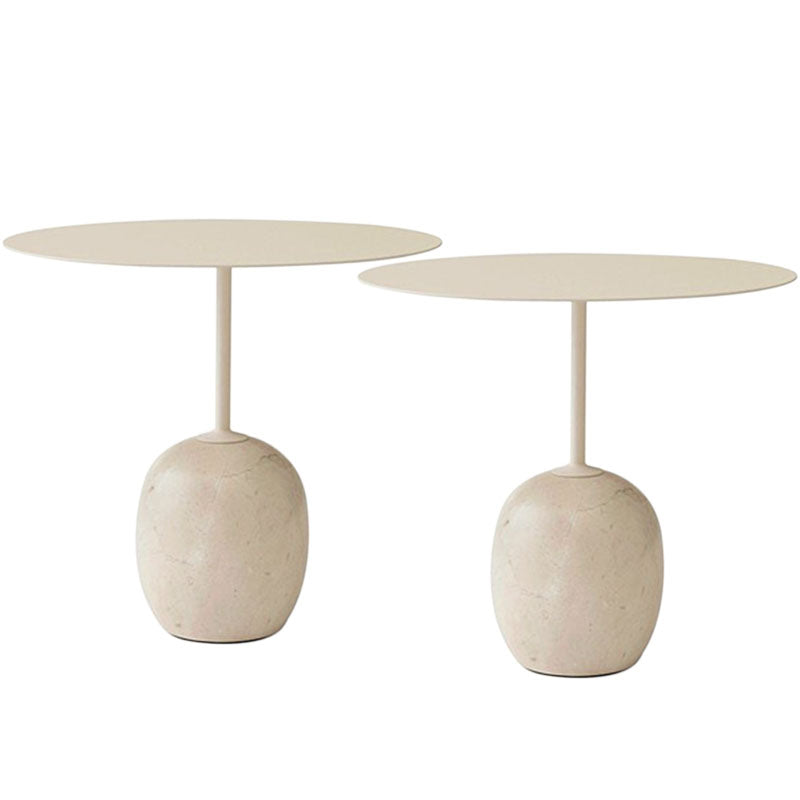 Mid-Century 17.7"/19.6" Metal Round Top Side Table Marble Pedestal End Table