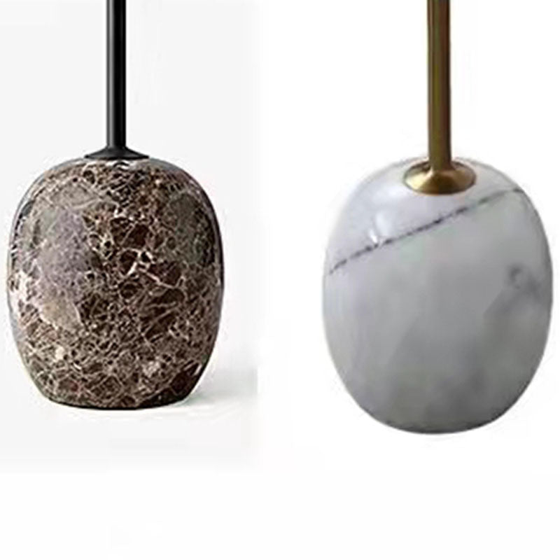 Mid-Century 17.7"/19.6" Metal Round Top Side Table Marble Pedestal End Table