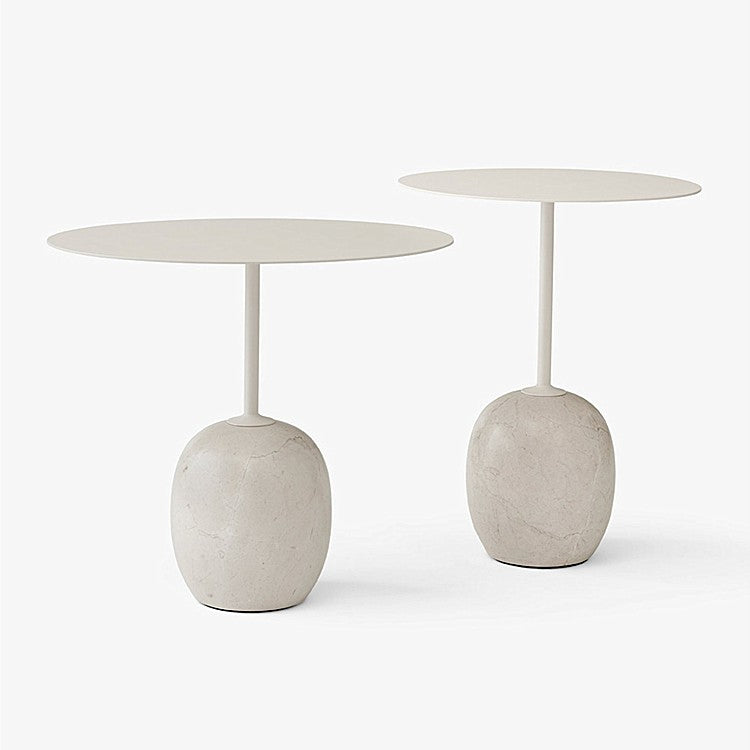 Mid-Century 17.7"/19.6" Metal Round Top Side Table Marble Pedestal End Table