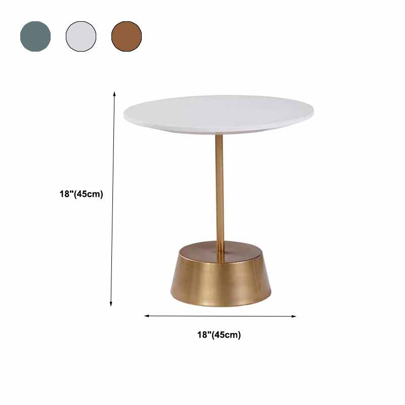 Scandinavian Round Wood Top Side Table Metal Pedestal End Table