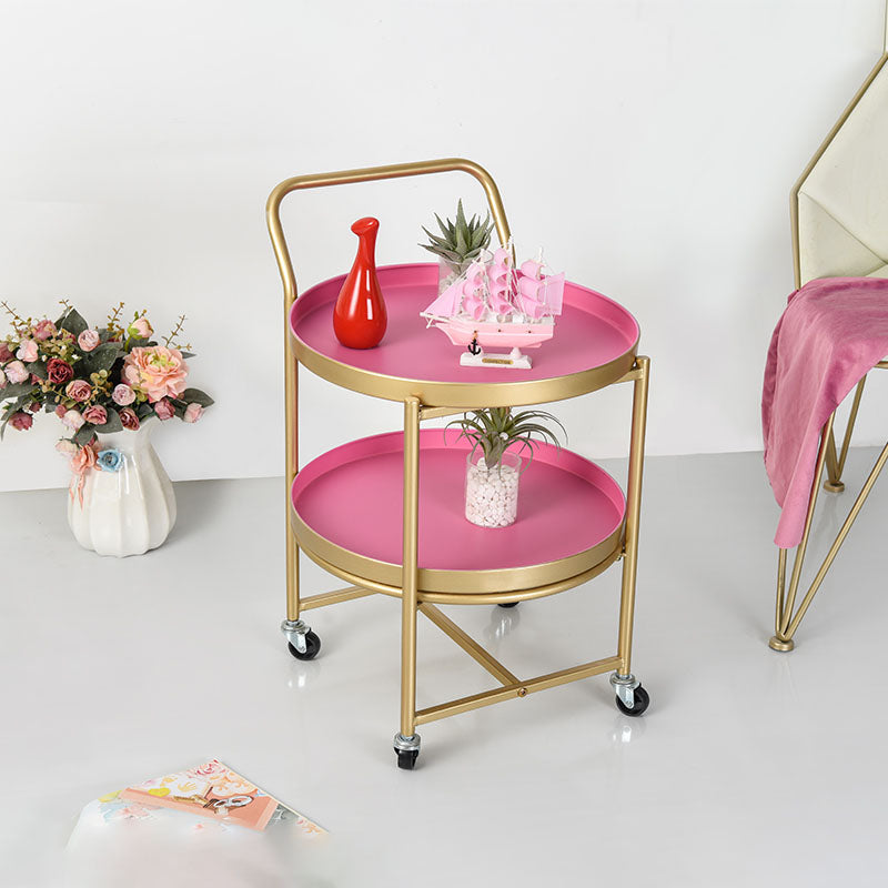 15.75 inch Wide Mid-Century Side Table Double Tier Round Side End Table
