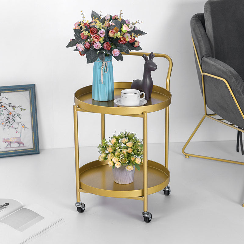 15.75 inch Wide Mid-Century Side Table Double Tier Round Side End Table