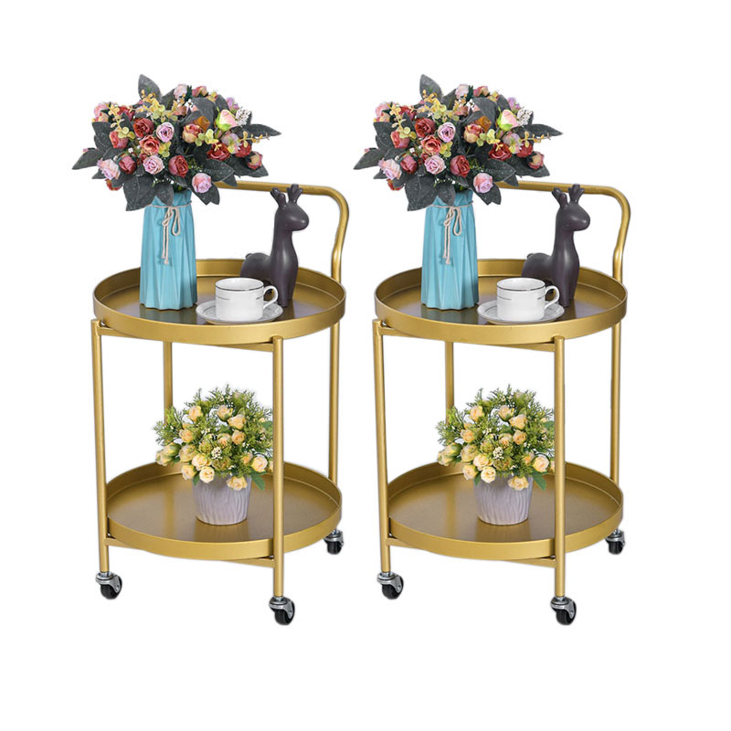 15.75 inch Wide Mid-Century Side Table Double Tier Round Side End Table