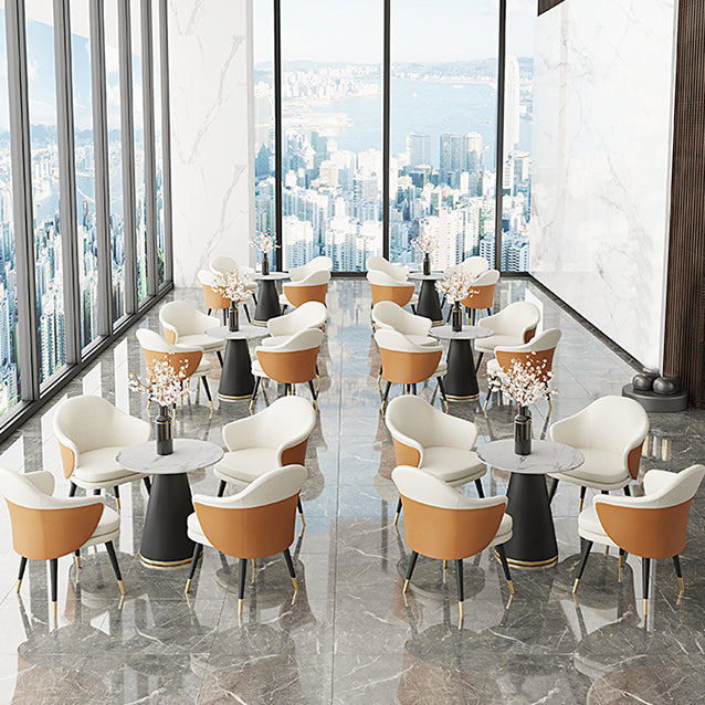 Nordic Style Metal Dining Room Chair Arm Upholstered Side Chair for Restaurant Use