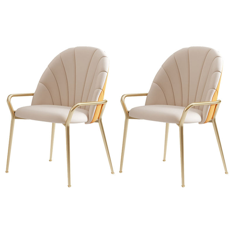 Glam Metal Dining Room Chair Arm Faux Leather Side Chair for Restaurant Use