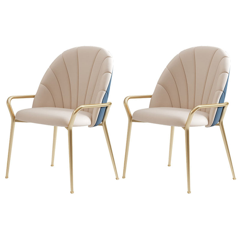 Glam Metal Dining Room Chair Arm Faux Leather Side Chair for Restaurant Use