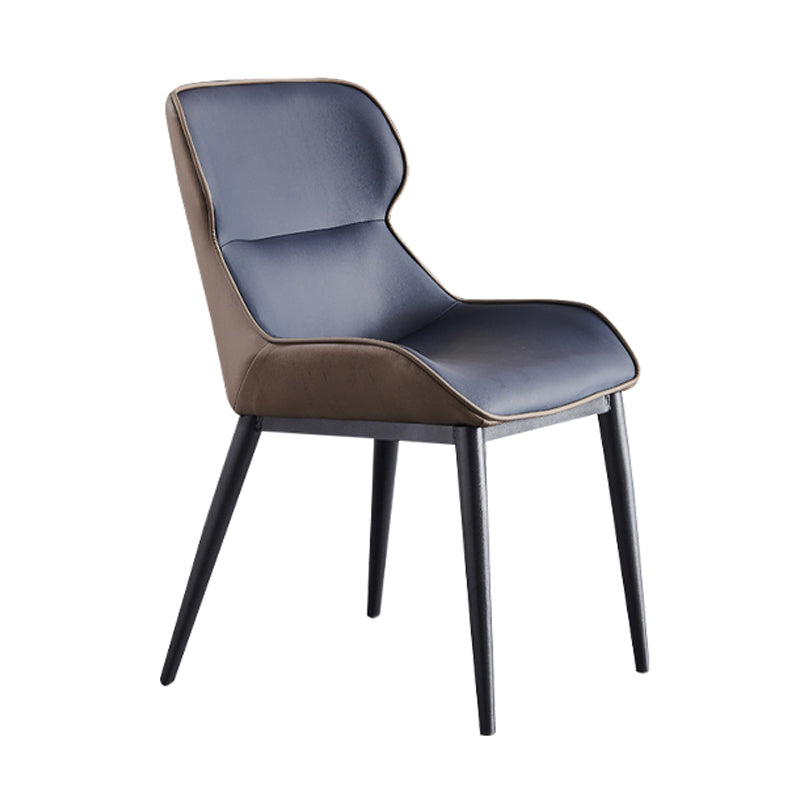 Contemporary Sloped Arm Chair Matte Finish Leather Curved Parsons Chair for Restaurant