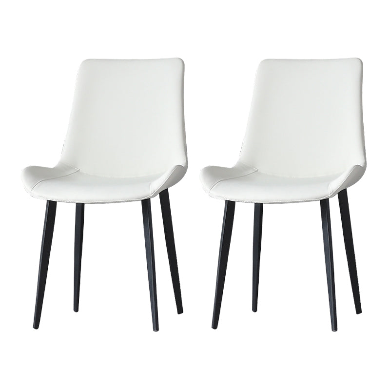 Contemporary Home Leather Side Chair Matte Finish Solid Back Dining Chair