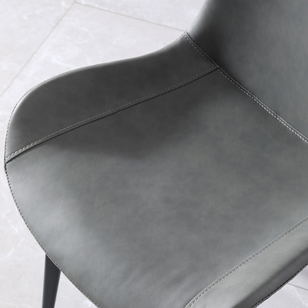 Contemporary Home Leather Side Chair Matte Finish Solid Back Dining Chair