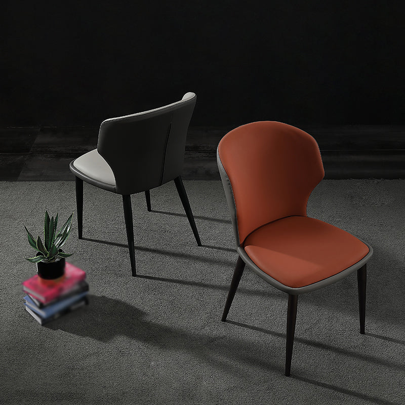 Modern Restaurant Leather Side Chair Matte Finish Wingback Dining Chair