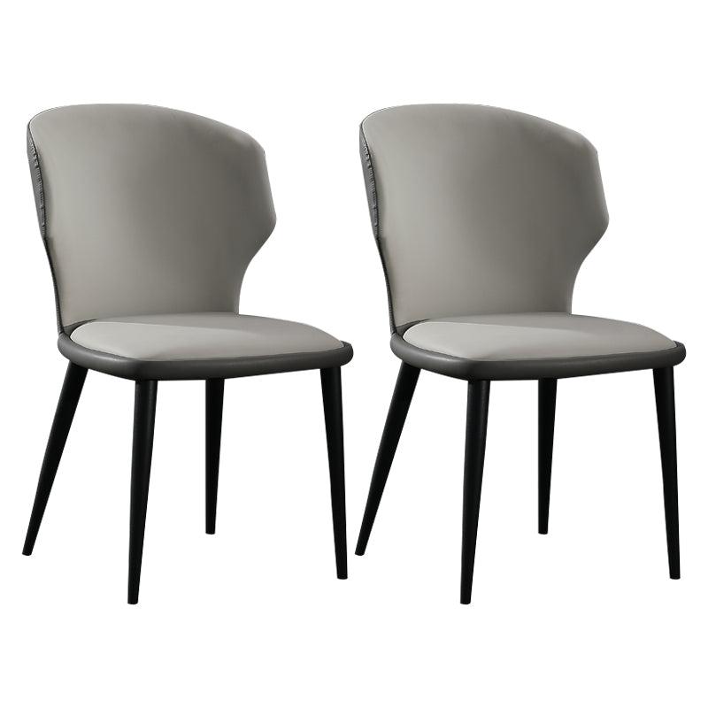 Modern Restaurant Leather Side Chair Matte Finish Wingback Dining Chair