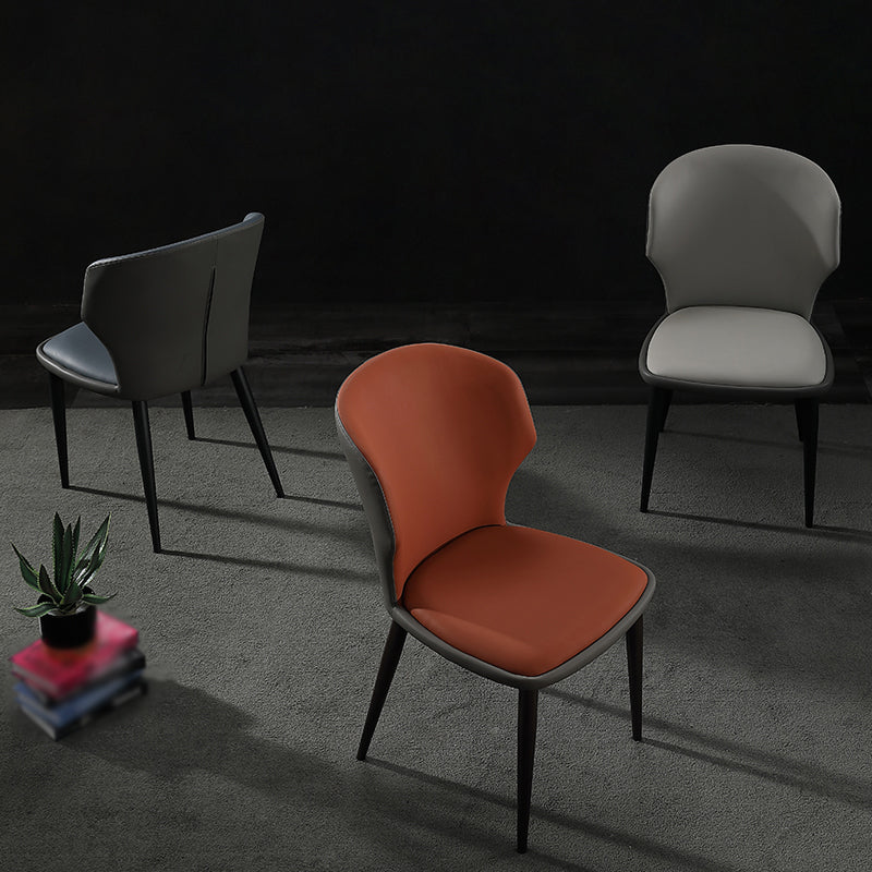 Modern Restaurant Leather Side Chair Matte Finish Wingback Dining Chair