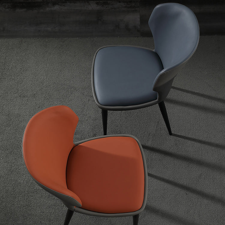 Modern Restaurant Leather Side Chair Matte Finish Wingback Dining Chair