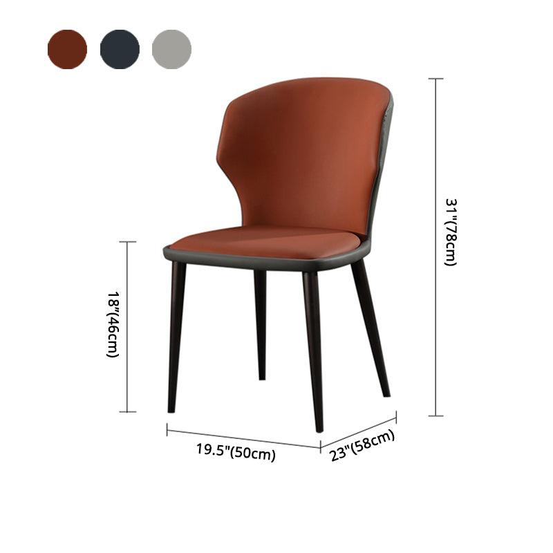 Modern Restaurant Leather Side Chair Matte Finish Wingback Dining Chair