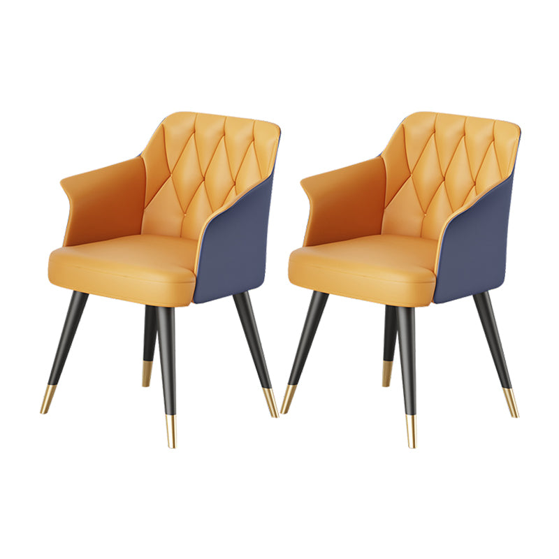 Metal Arm Chair Glam Faux Leather Dining Room Chairs for Restaurant Use