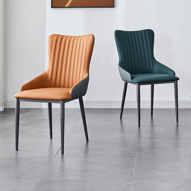 Modern Home Leather Arm Chair Matte Finish Solid Back Dining Chair