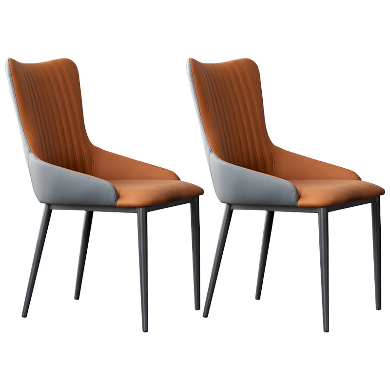 Modern Home Leather Arm Chair Matte Finish Solid Back Dining Chair