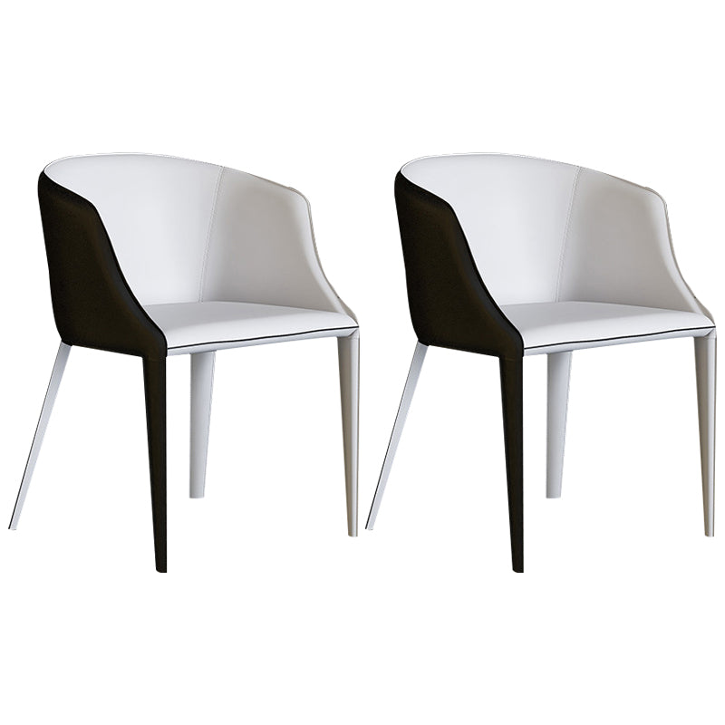 Designer Hotel Leather Arm Chair Matte Finish Solid Back Dining Chair