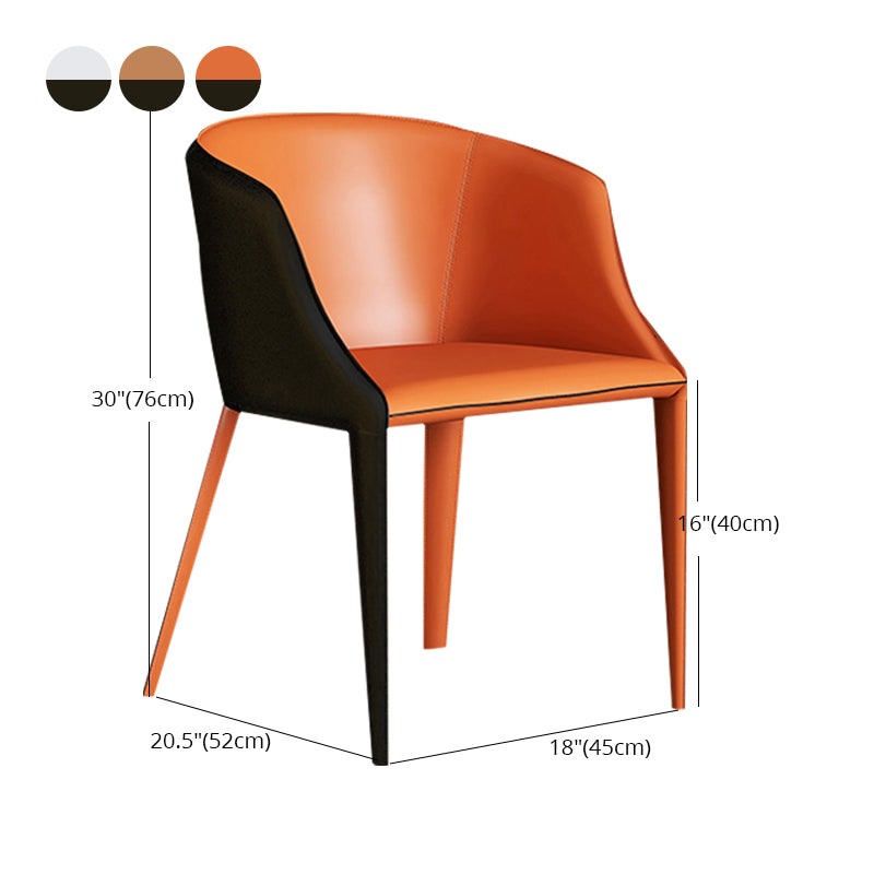 Designer Hotel Leather Arm Chair Matte Finish Solid Back Dining Chair