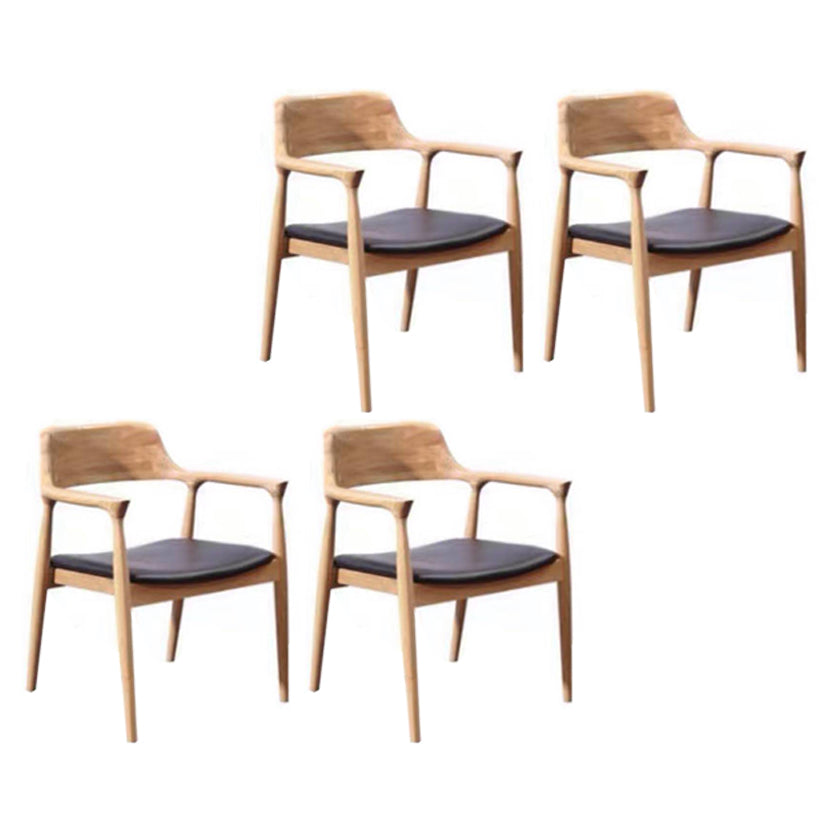 Contemporary Dining Side Chair Matte Finish Solid Wood Open Back Arm Chair