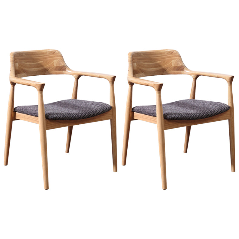 Contemporary Dining Side Chair Matte Finish Solid Wood Open Back Arm Chair