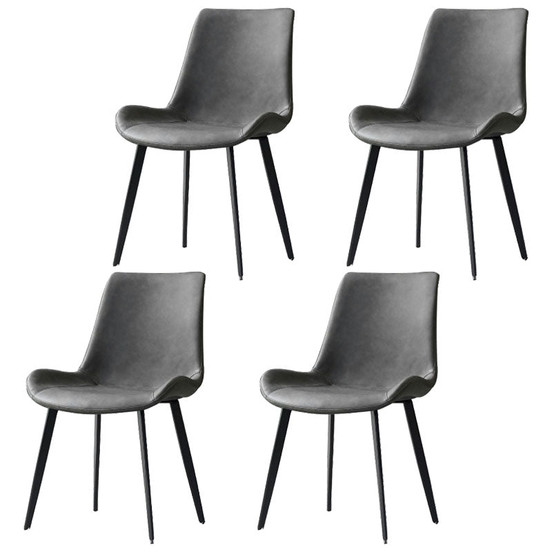 Contemporary Armless Dining Chairs Matte Finish Leather Curved Parsons Side Chair