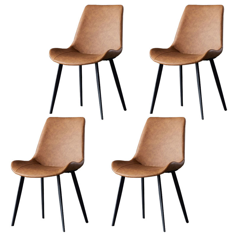 Contemporary Armless Dining Chairs Matte Finish Leather Curved Parsons Side Chair