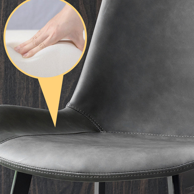 Contemporary Armless Dining Chairs Matte Finish Leather Curved Parsons Side Chair