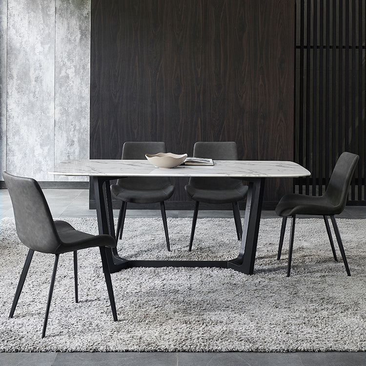 Contemporary Armless Dining Chairs Matte Finish Leather Curved Parsons Side Chair