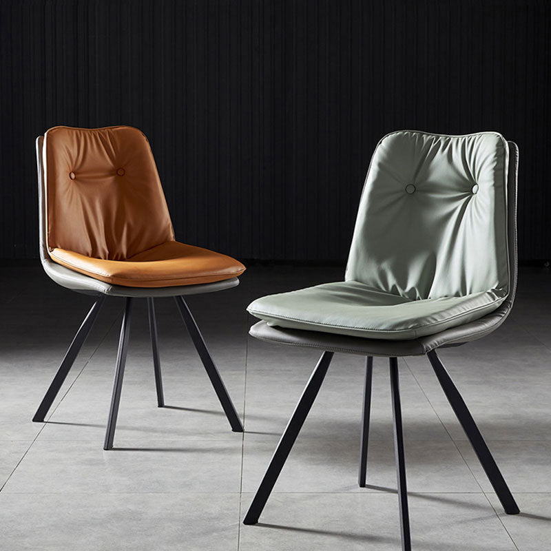 Contemporary Armless Dining Chairs Leather Curved Parsons Side Chair for Brasserie