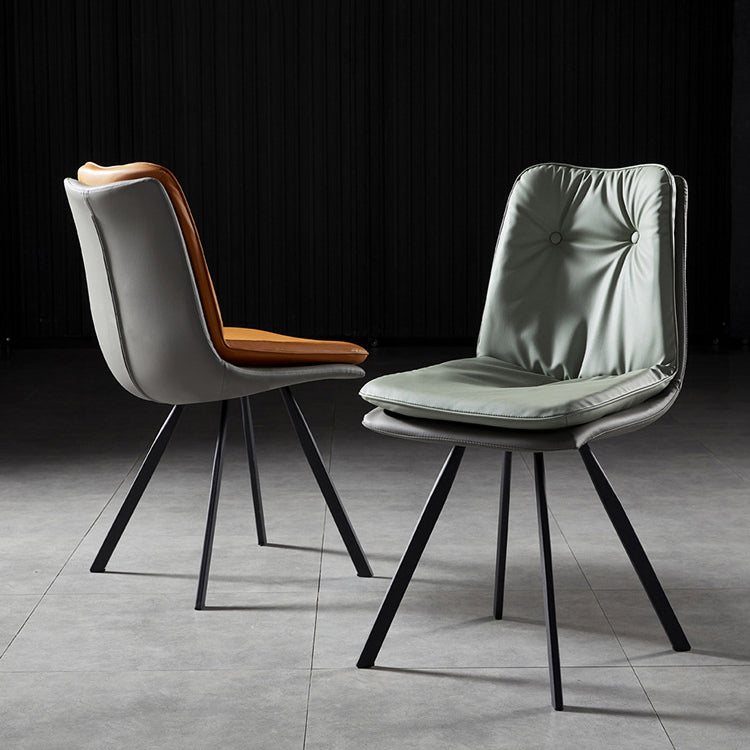 Contemporary Armless Dining Chairs Leather Curved Parsons Side Chair for Brasserie